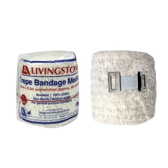 Livingstone Crepe Bandage Medium Weight 5cm x 4m Wrinkled 12 Pack - Health