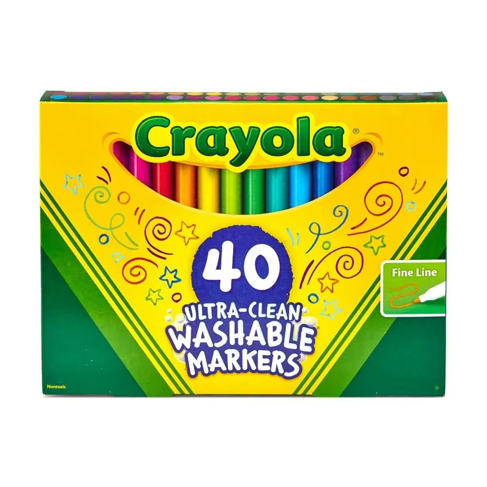 40pc Crayola Kids/Childrens Creative Fineline Ultraclean Washable Markers 36m+ - Hobbies