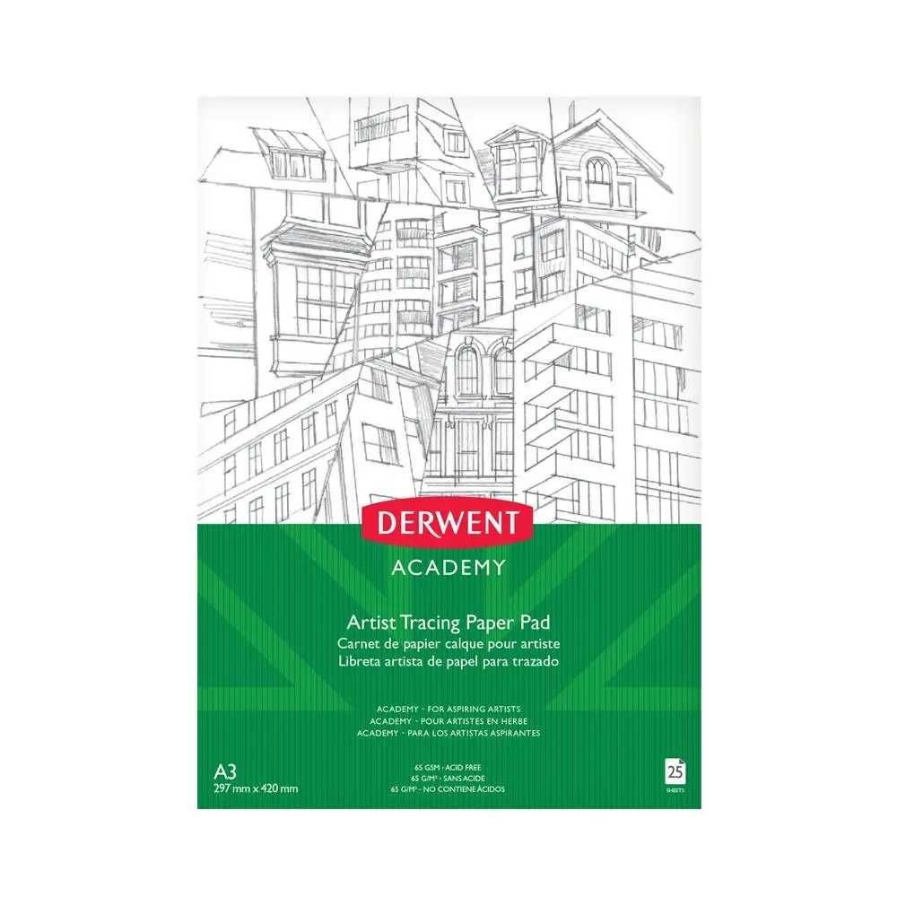 Derwent Academy Art/Craft Tracing Paper PAd A3 Portrait Orientation 25 Sheet - Office