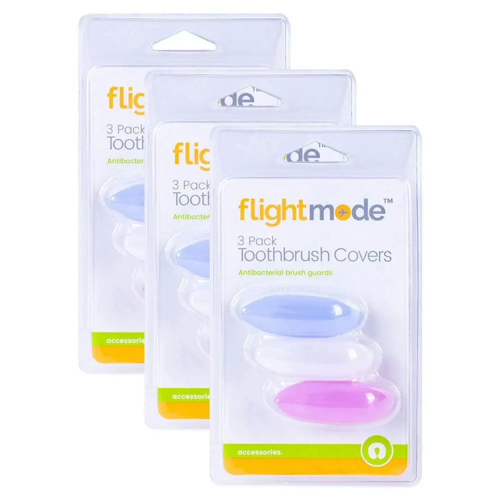 9x Flightmode Silicone 22x62mm Travel Standard Toothbrush Covers Assorted - Home & Garden