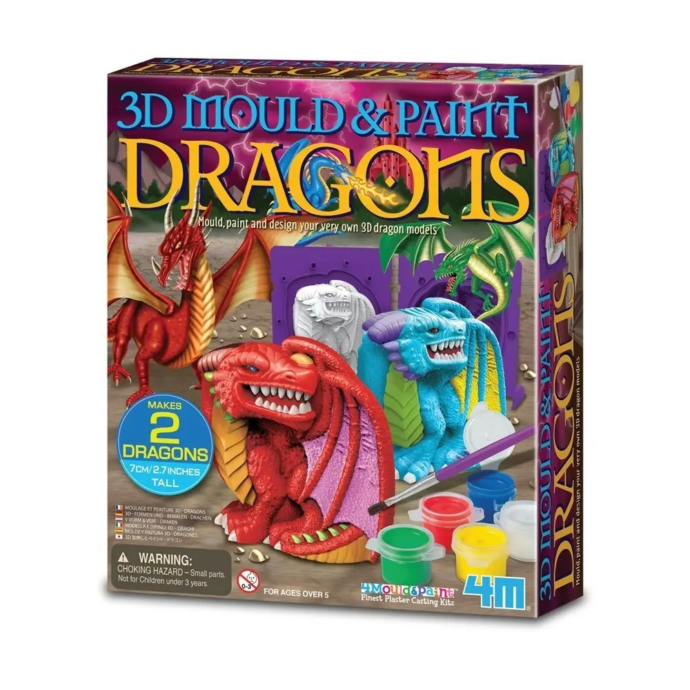 4M 3D Mould & Paint Dragons Creative Art/Craft Kids/Toddler Activity Kit 5y+ - Hobbies