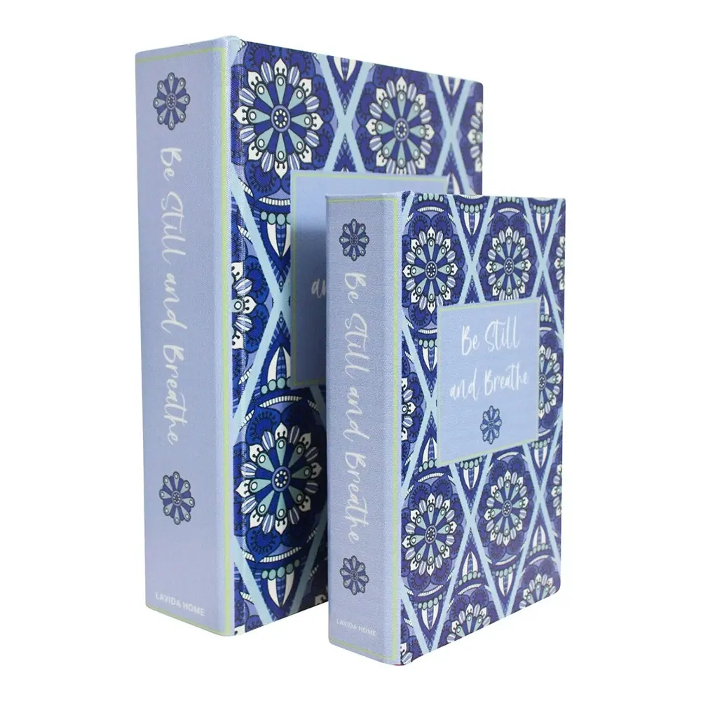 2pc Decorative MDF 24/18cm Book Box Set Storage/Trinket Decor Still And Breathe - Home & Garden
