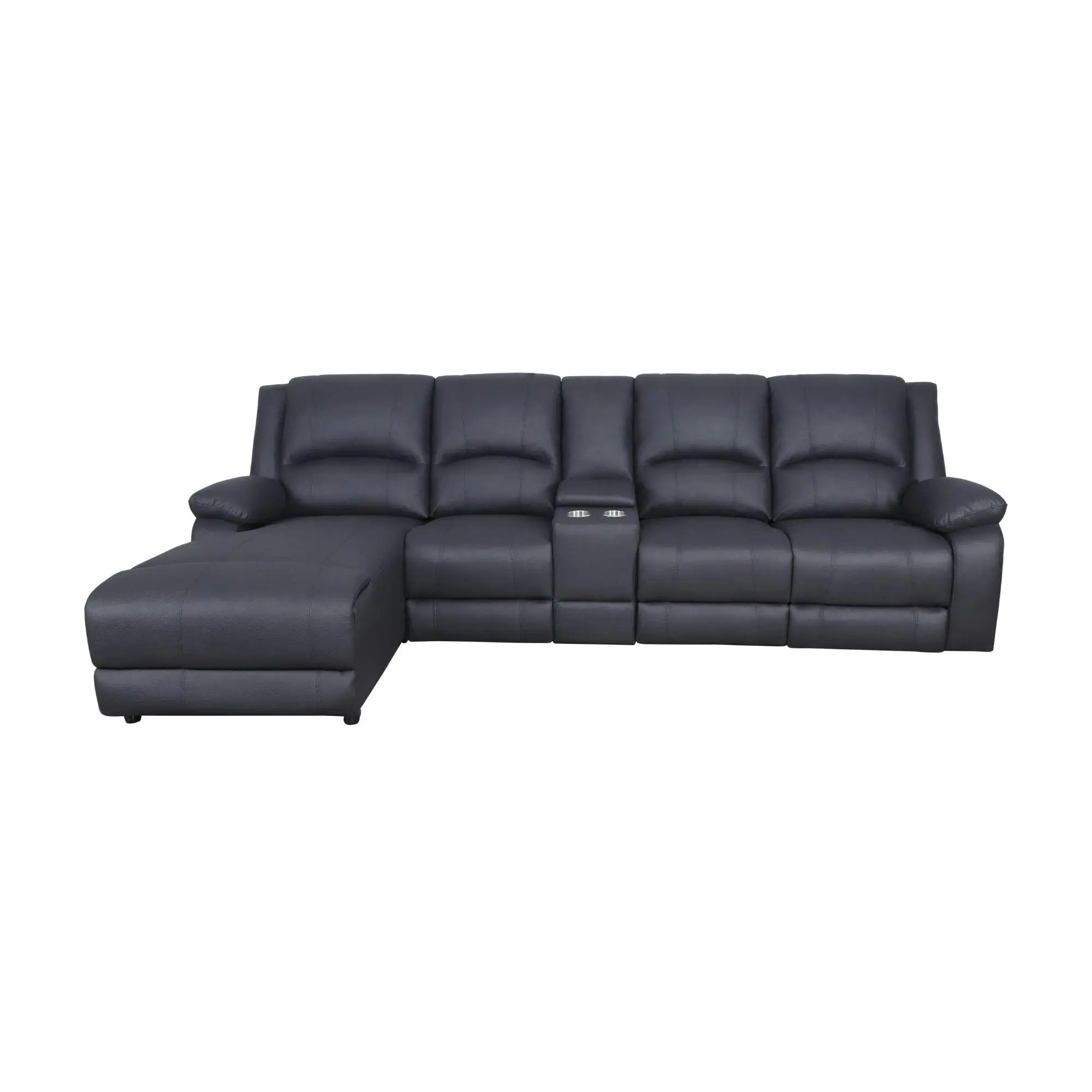 Anderson 3 Seater Fabric Manual Recliner Lounge LHF Chaise Onyx Black - Furniture