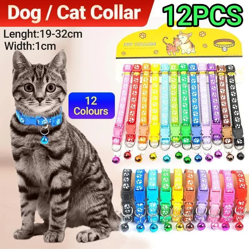12 PCS Adjustable Whelping ID Collars with Bells - Pets