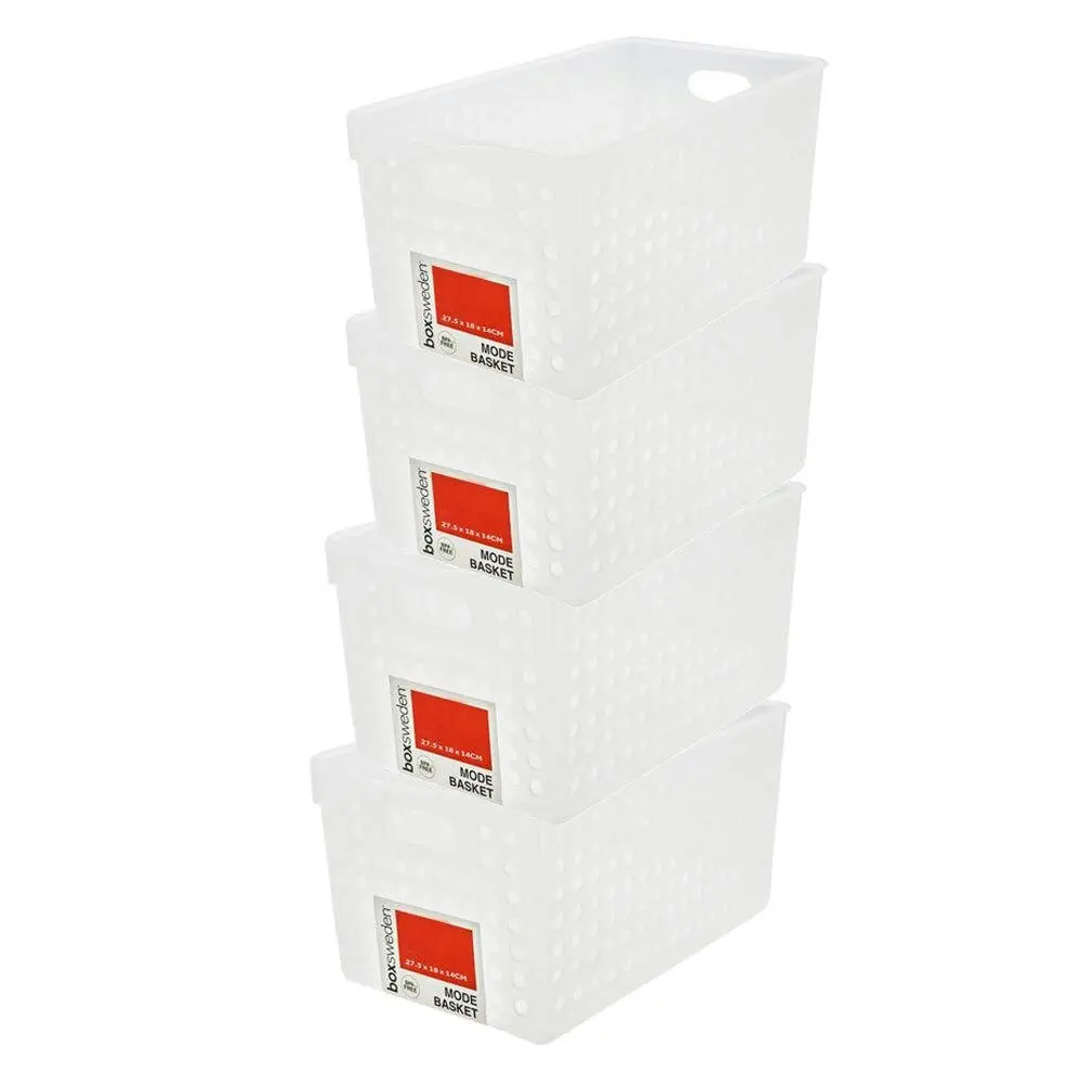 4x Boxsweden Mode Basket Deep 27.5cm w/ andles Storage Room Organiser Container - Home & Garden