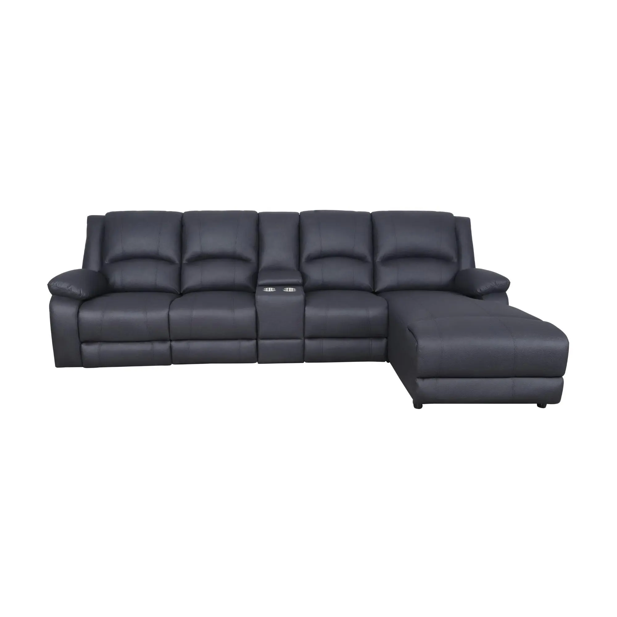 Anderson 3 Seater Fabric Manual Recliner Lounge RHF Chaise Onyx Black - Furniture
