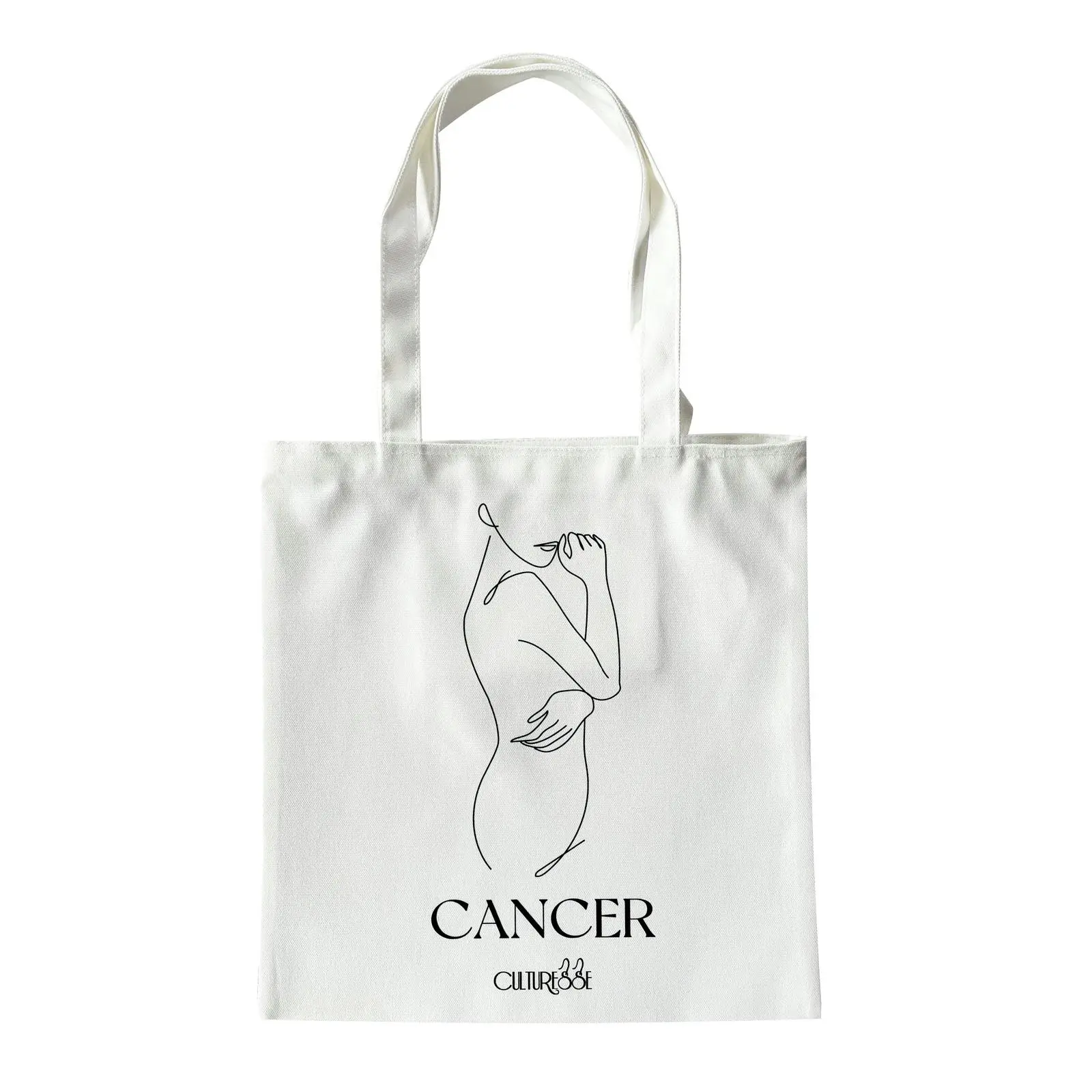 Culturesse She Is Cancer Eco Zodiac 38cm Muse Tote Bag Women's Handbag White - Fashion