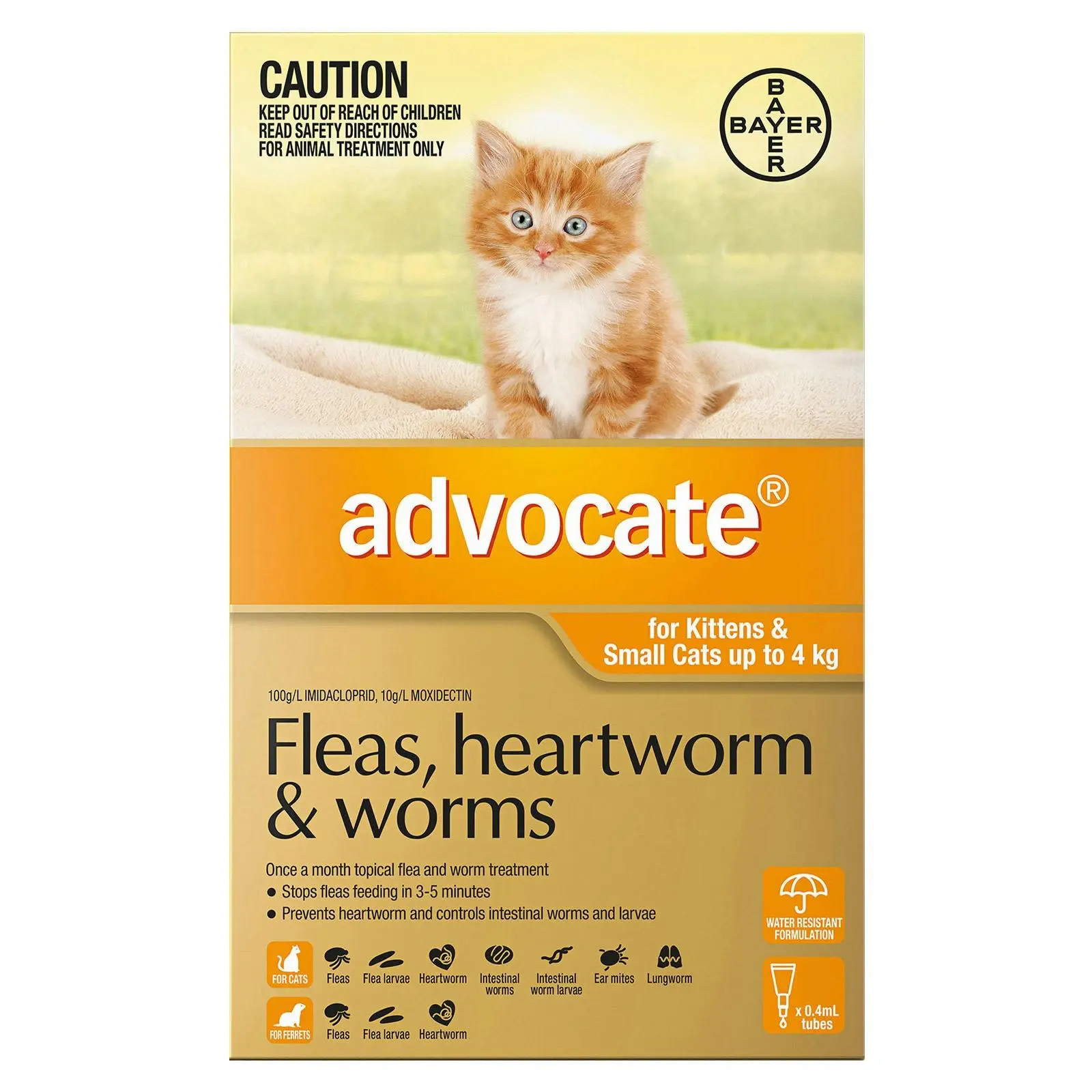 ADVOCATE for Cats For Kittens & Small Cats Up To 4Kg (Orange) 3 Pack - Pets