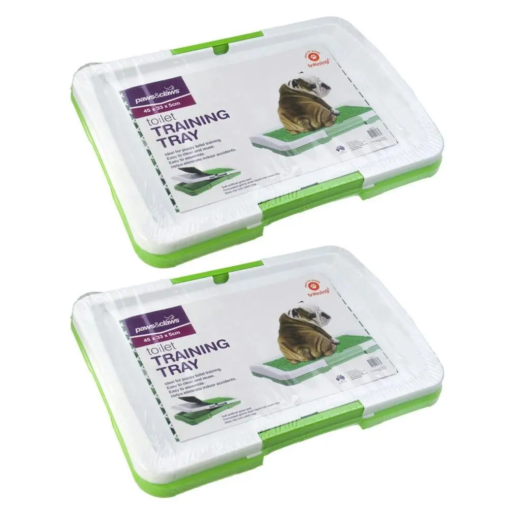 2PK Paws & Claws 45cm Pet/Puppy Dog Toilet Training Tray Grass Pad/Pet Green/WHT - Pets