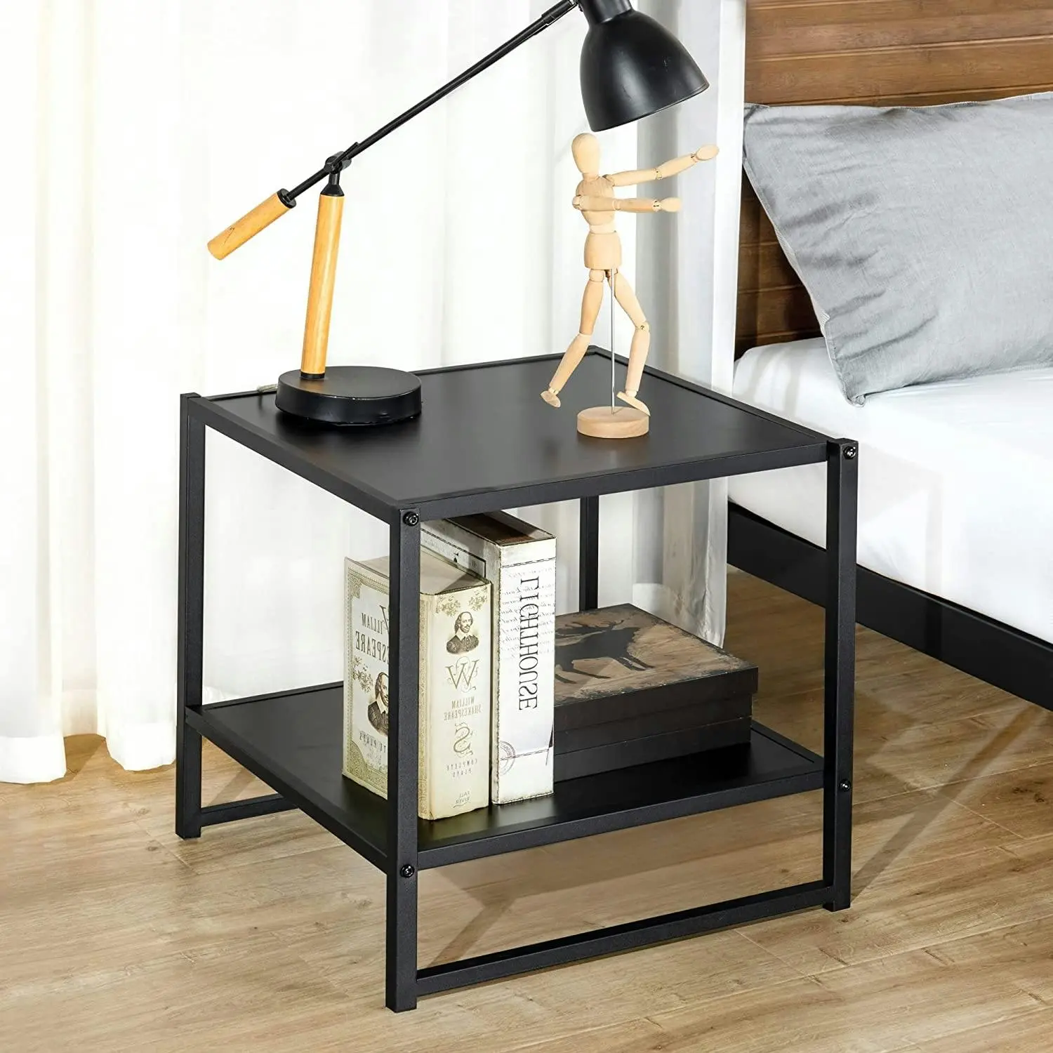 Set of Two Small Bedside Table (Black) - Furniture