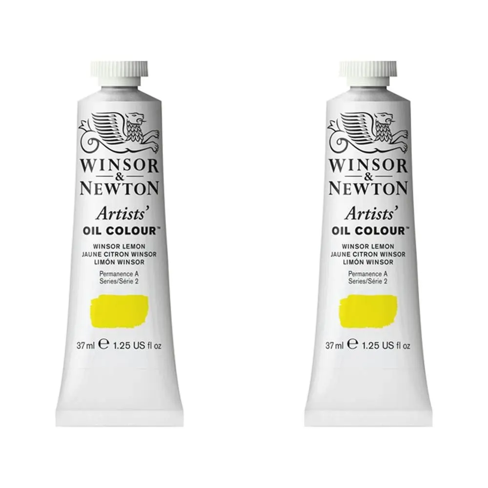 2x Winsor & Newton Artists Oil Colour 37ml Art Paint Tube Winsor Lemon Series 2 - Hobbies