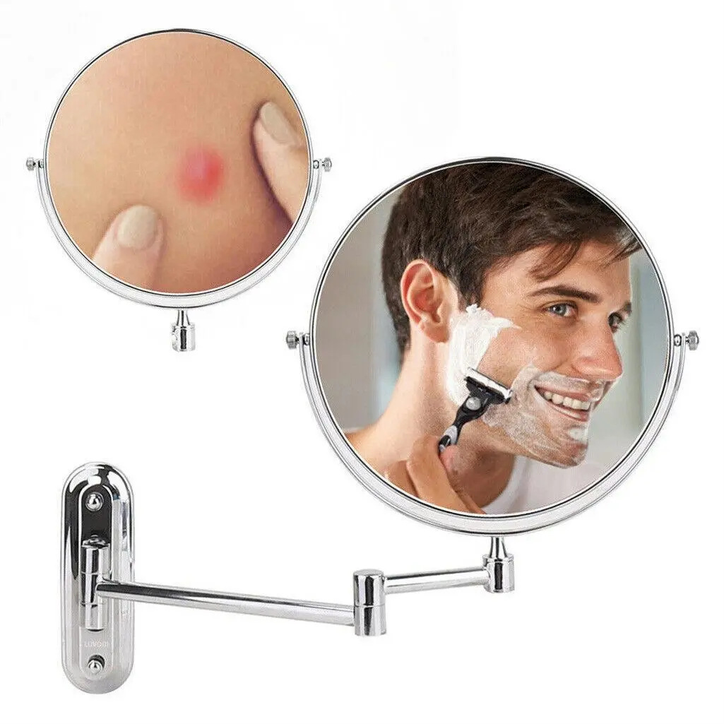Fin 8" Extendable Wall Mounted Makeup Shaving Mirror Closeup Two Sides Home Bathroom - Home & Garden