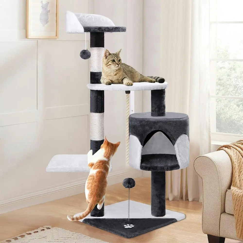 BEASTIE Cat Tree 112cm Scratching Post Scratcher Tower Wood - Pets