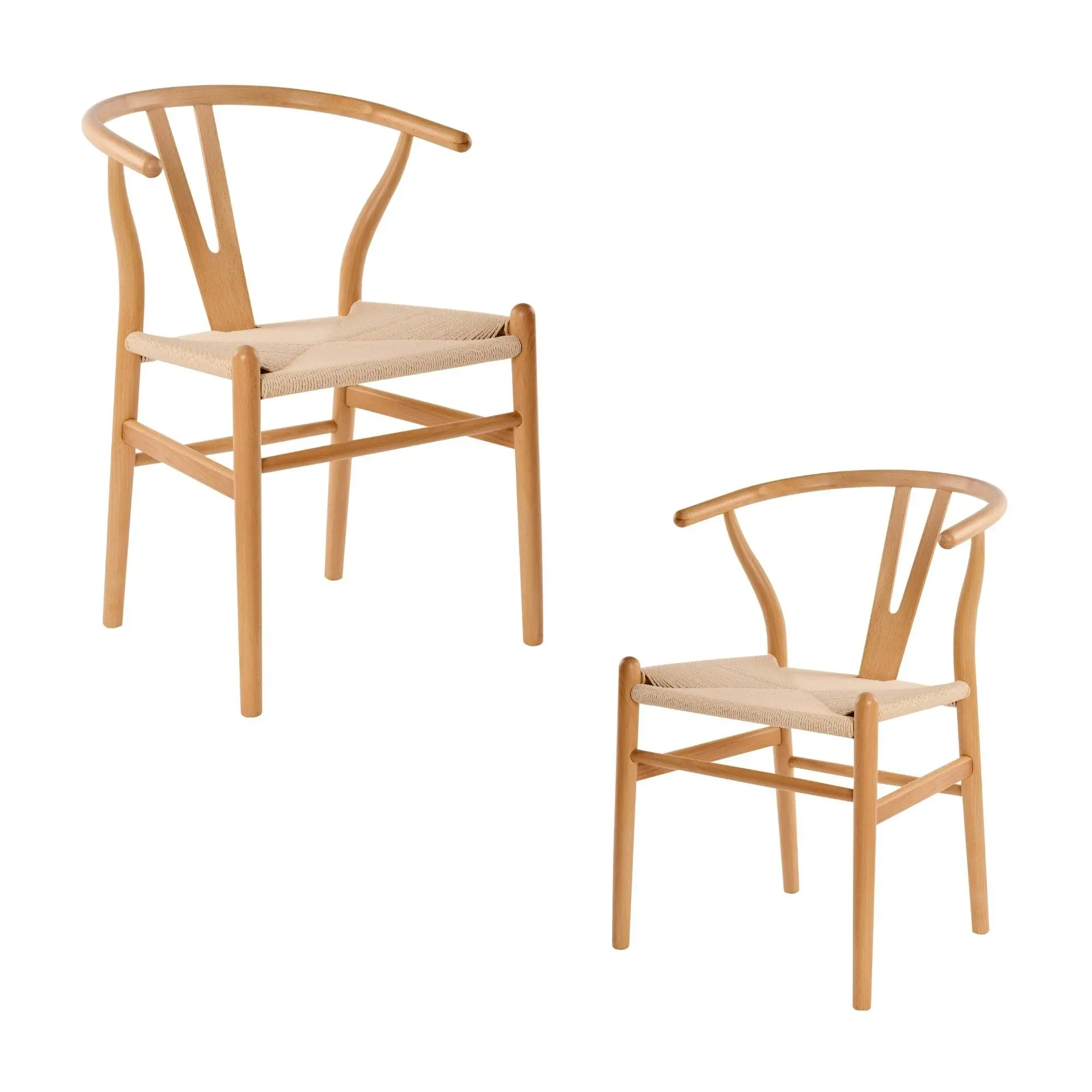 Ark Wishbone 2pc Set Dining Chair Replica Hans Wenger Natural - Furniture