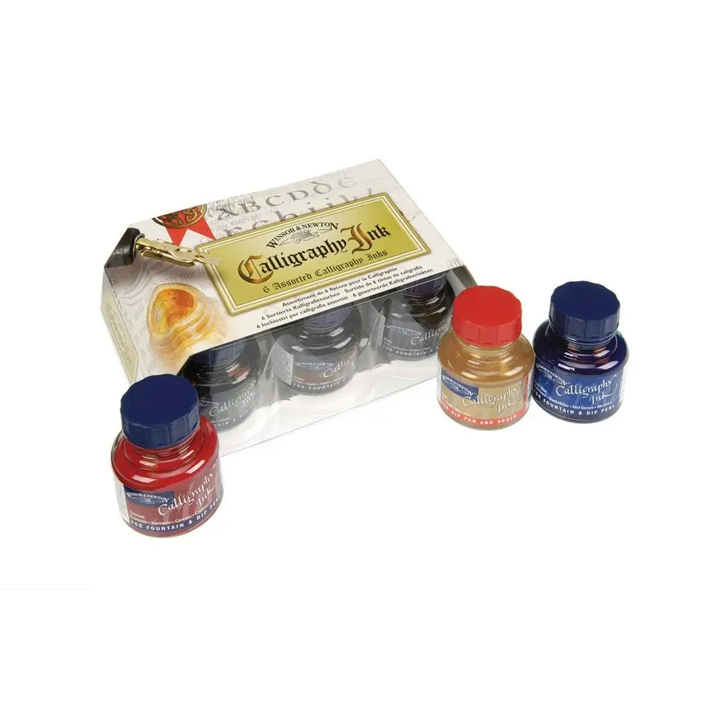 6pc Winsor & Newton 30ml Calligraphy Ink Art Colouring/Drawing Sketching Set - Hobbies