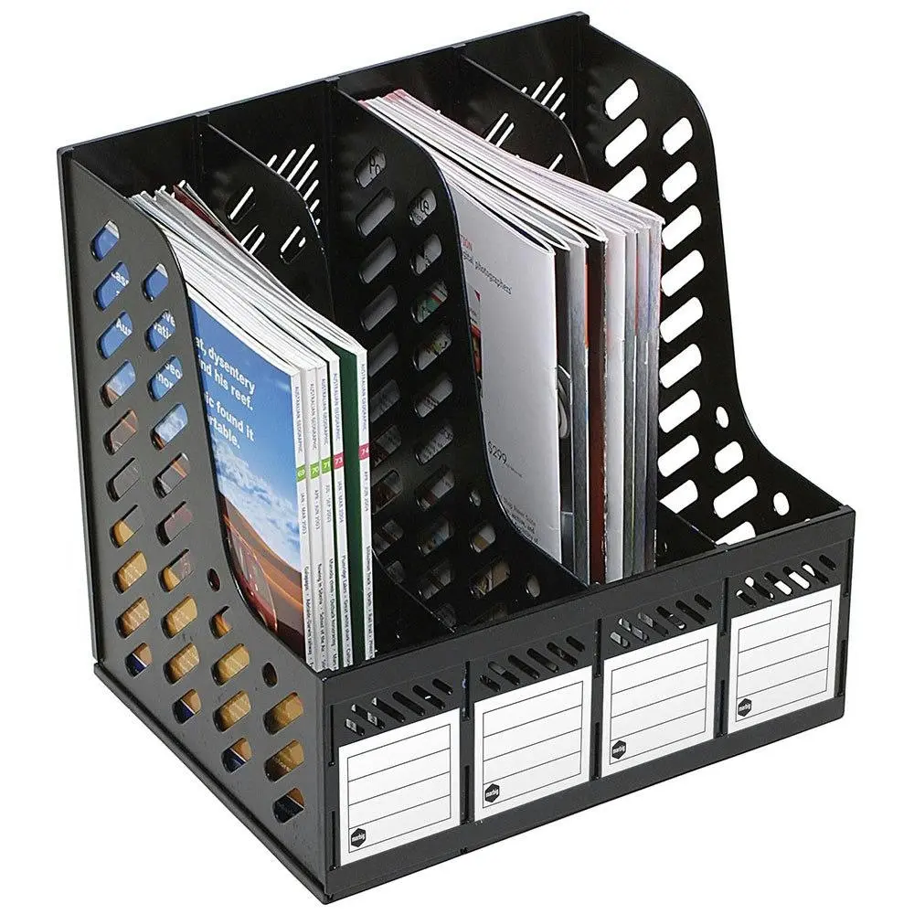 Marbig Magazine/Papers/Documents 4 Section Rack/Organiser Home/Office Black - Home & Garden