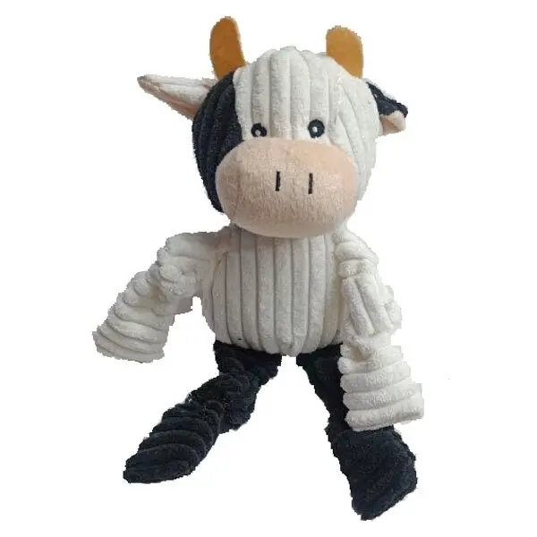 Paw Play 30cm Cow Pet/Puppy Dog Chew Bite Toy Plush Squeak Teething w/ Squeaker - Pets