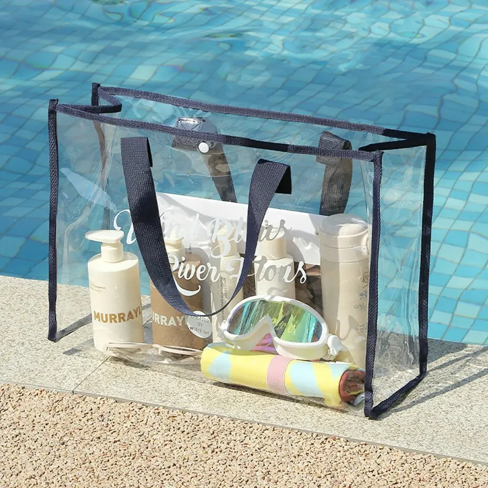 Transparent Waterproof Portable Cosmetic Bag Wash Bag Travel Bag PVC Beach Bag - Fashion