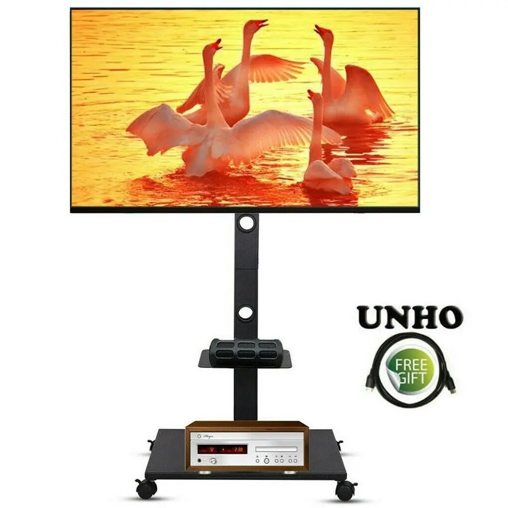 Fin 32-70" Plasma Lcd Portable Tv Mobile Floor Stand Moving Cart Home Office Display