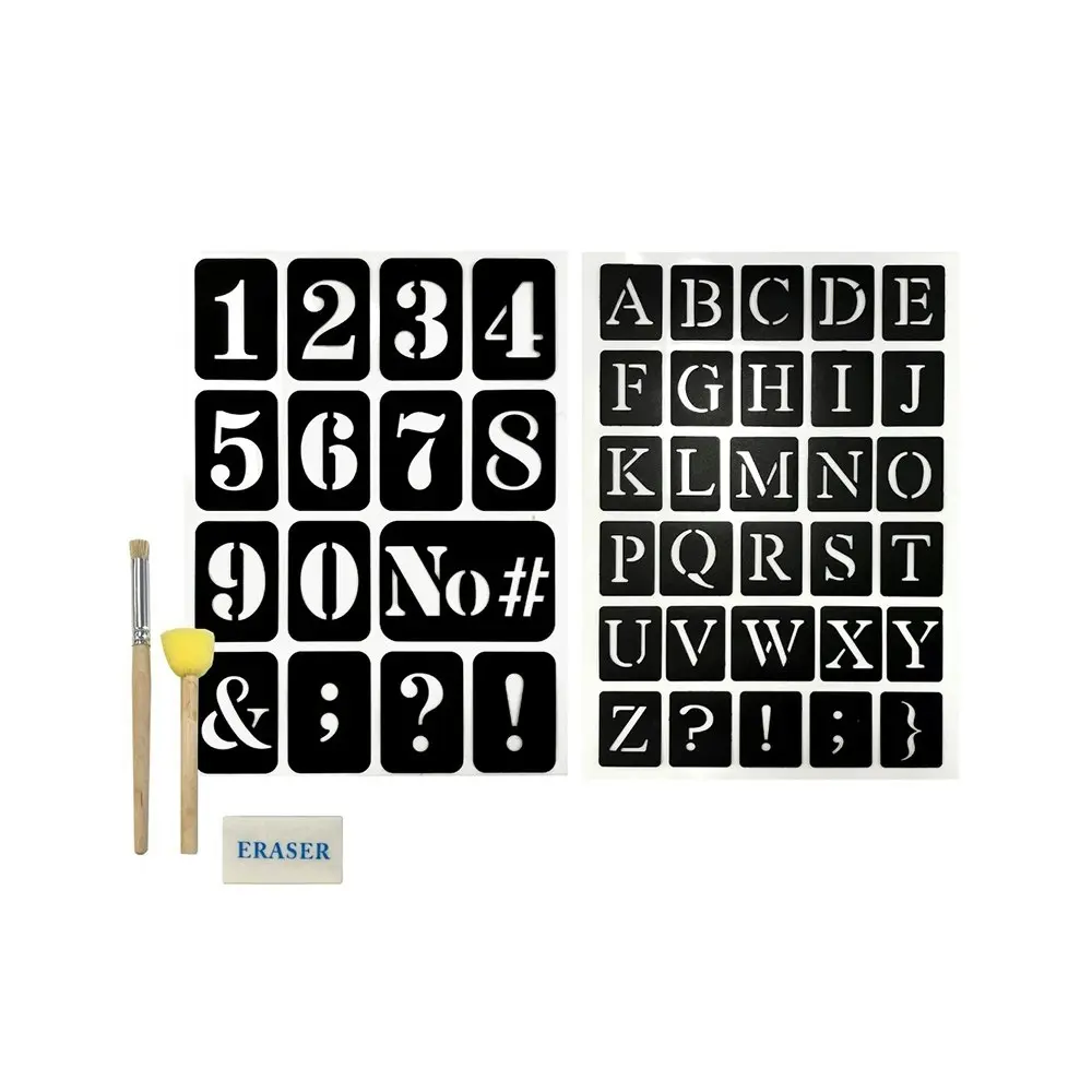 Boyle Adhesive DIY/Craft Kids Alphabet/Number Stencil Starter Brush/Sponge Kit - Hobbies