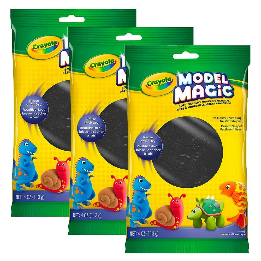 3x Crayola Childrens Creative Model Magic Squishy Modeling Material 113gms BLK - Hobbies