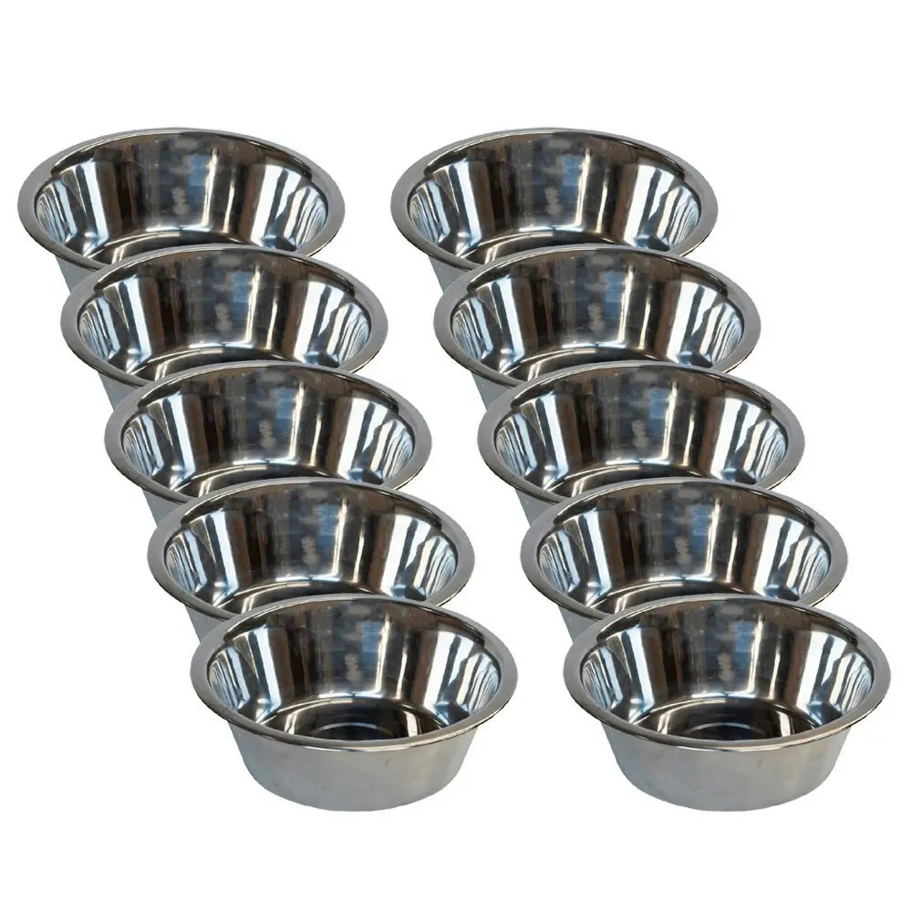 10x Superior Pet Essentials Economy Food-Grade Stainless Steel Dog Bowl 568ml