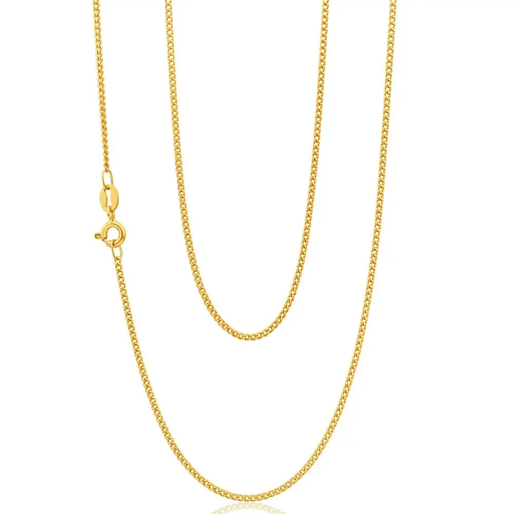 9ct Yellow Solid Gold 50cm 40 Gauge Curb Chain - Jewellery