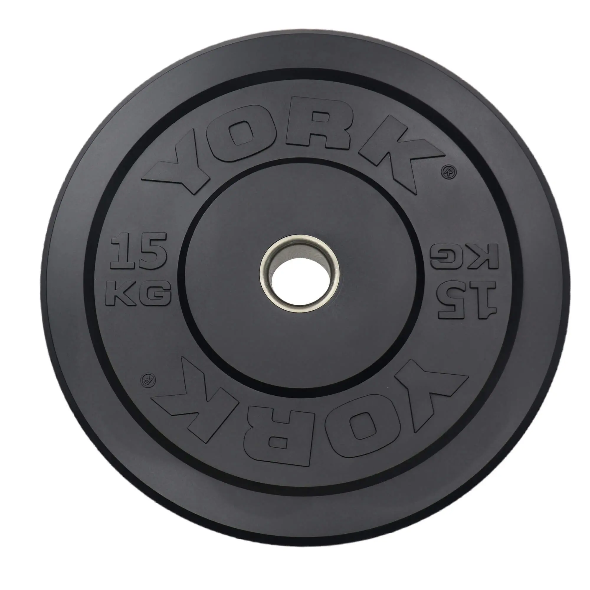 York Fitness 15KG Black Rubber Training Bumper Plate - Sports & Outdoor