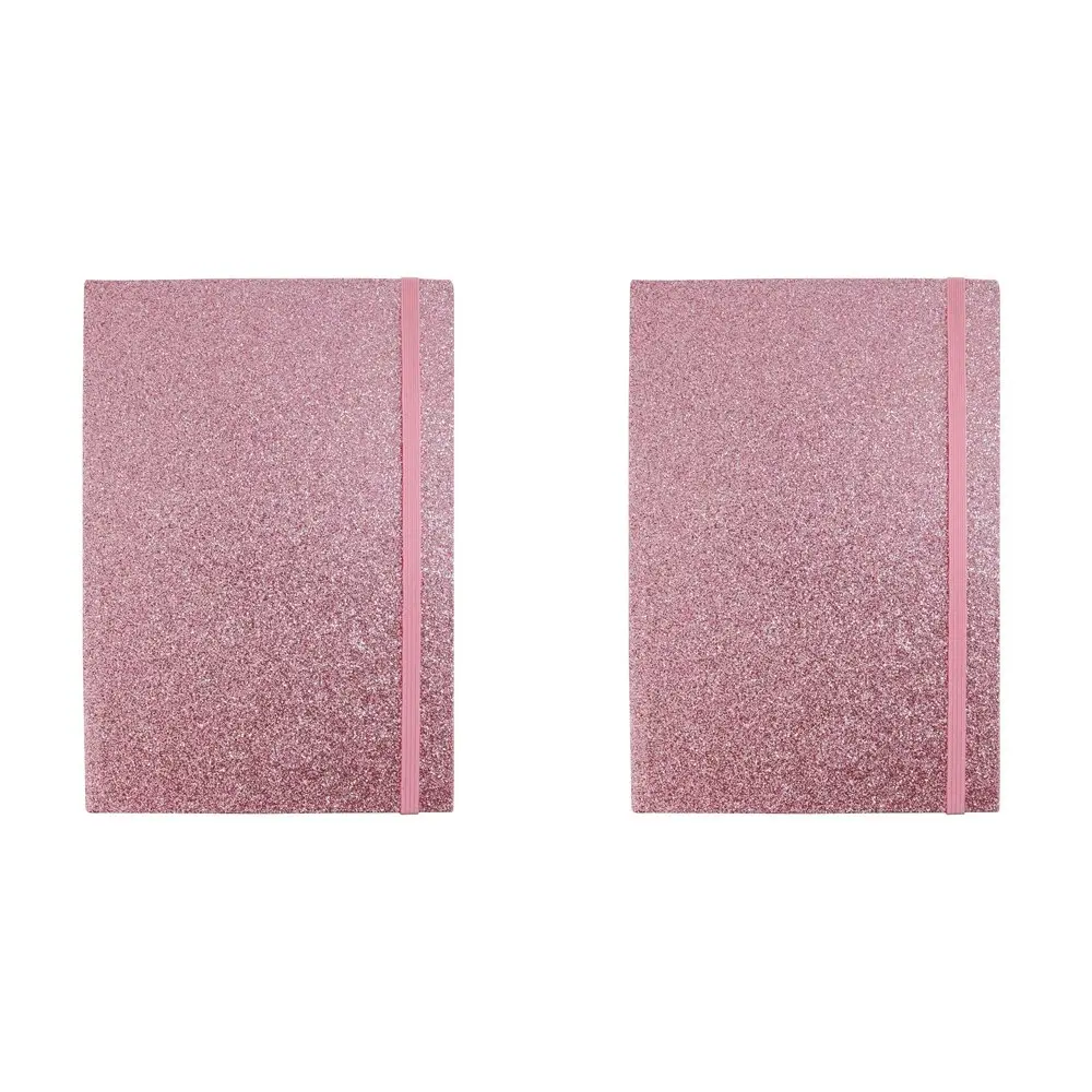 2x LVD 21cm Notebook A5 Journal/Note Writing Stationery 80 Pages Glitter Rose - Office