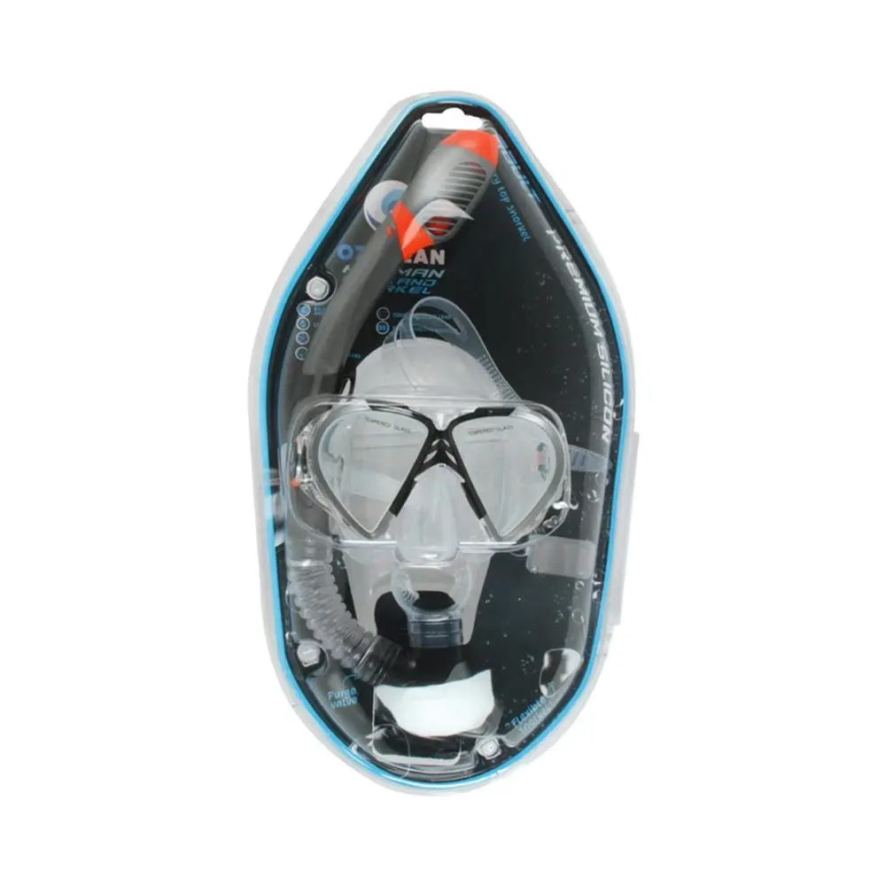 2pc Oz Ocean Hayman Adults Swimming Beach Mask Goggles & Snorkel Set Grey/Black - Sports & Outdoor
