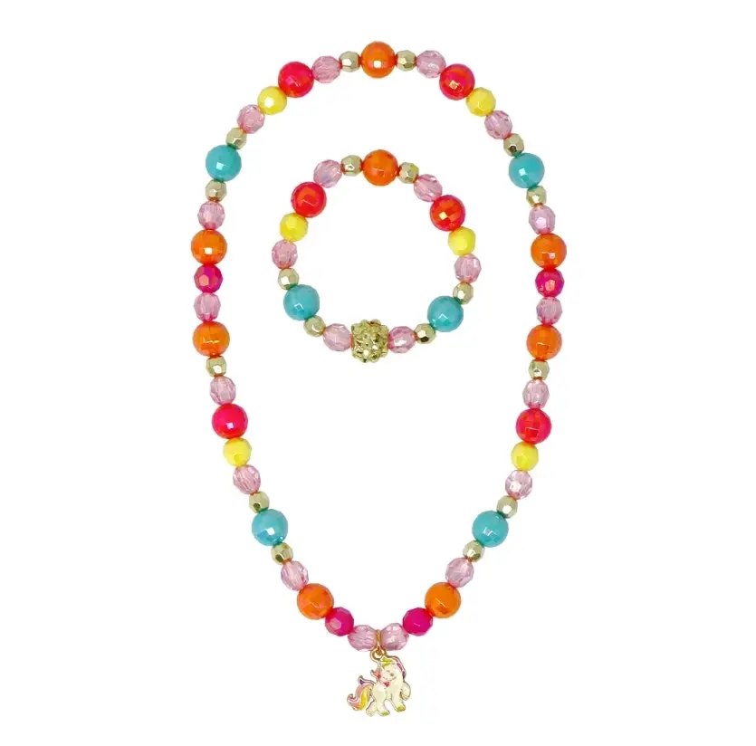 Unicorn Rainbow Charm Necklace and Bracelet Set - Toys & Games