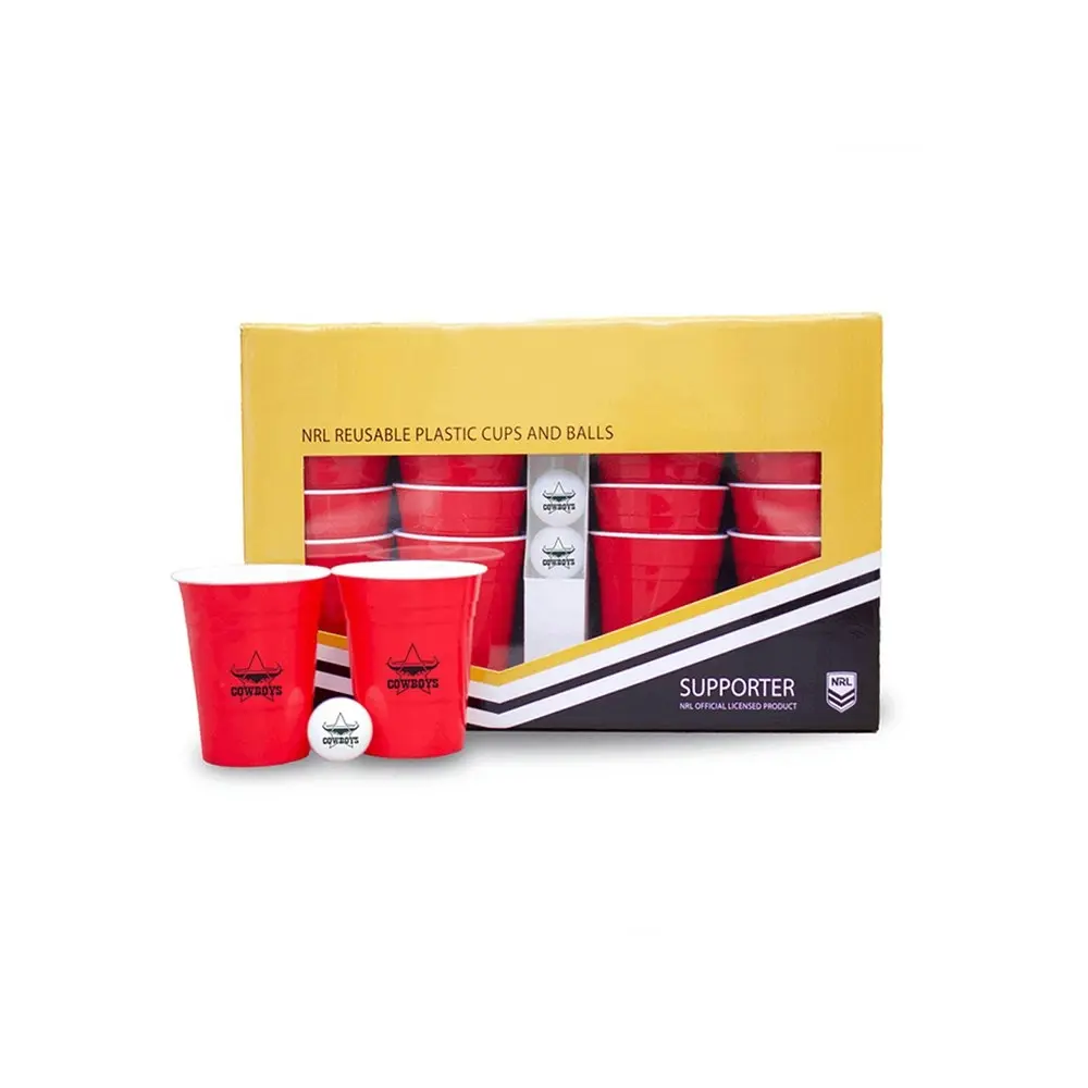 23pc NRL Reusable 473ml Cups/Balls North Queensland Cowboys Beer Pong Party Game - Hobbies