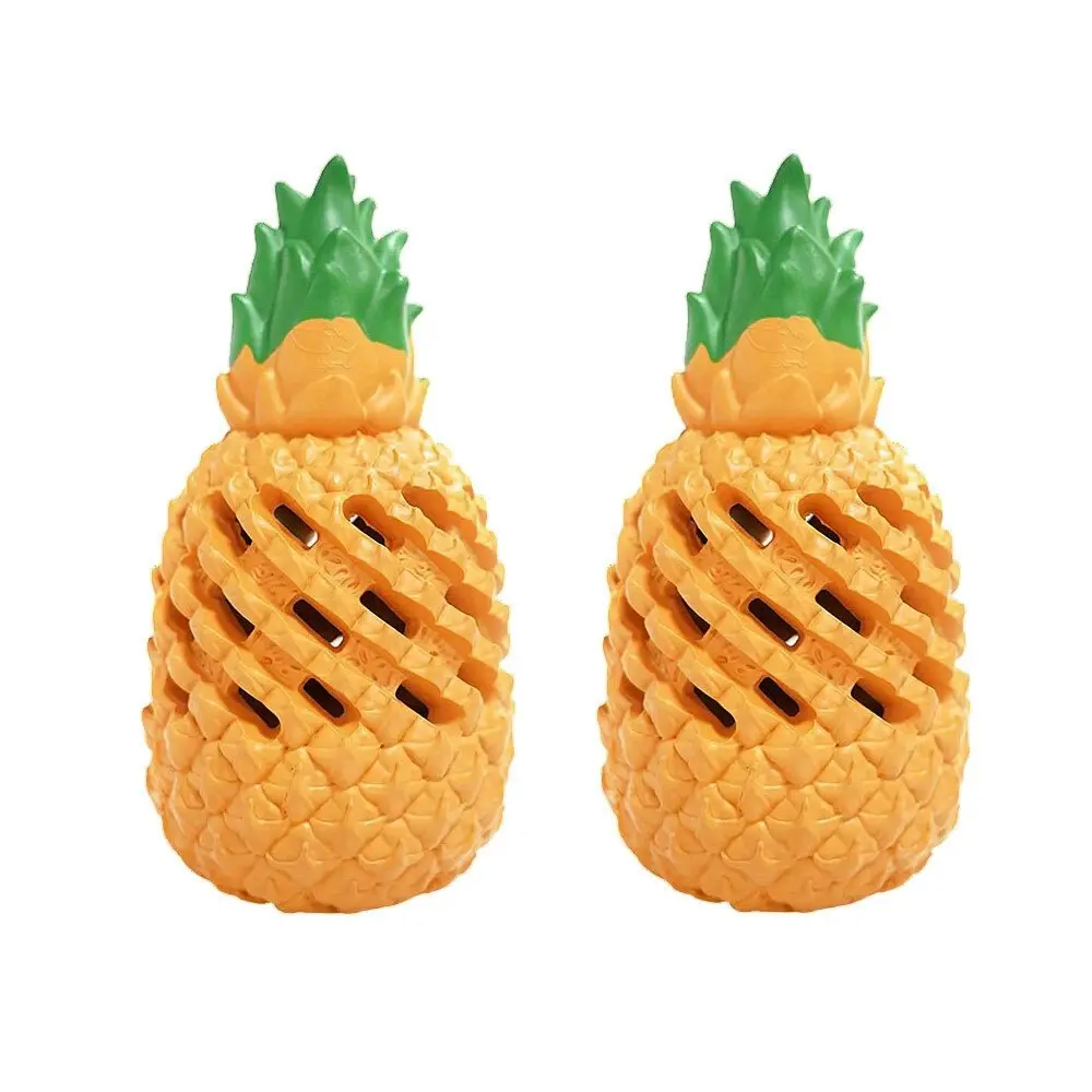 2x Petopia Ultra Tough 9cm Rubber Pawsome Pineapple Dog Toy Chew Treat Mini ORNG - Pets