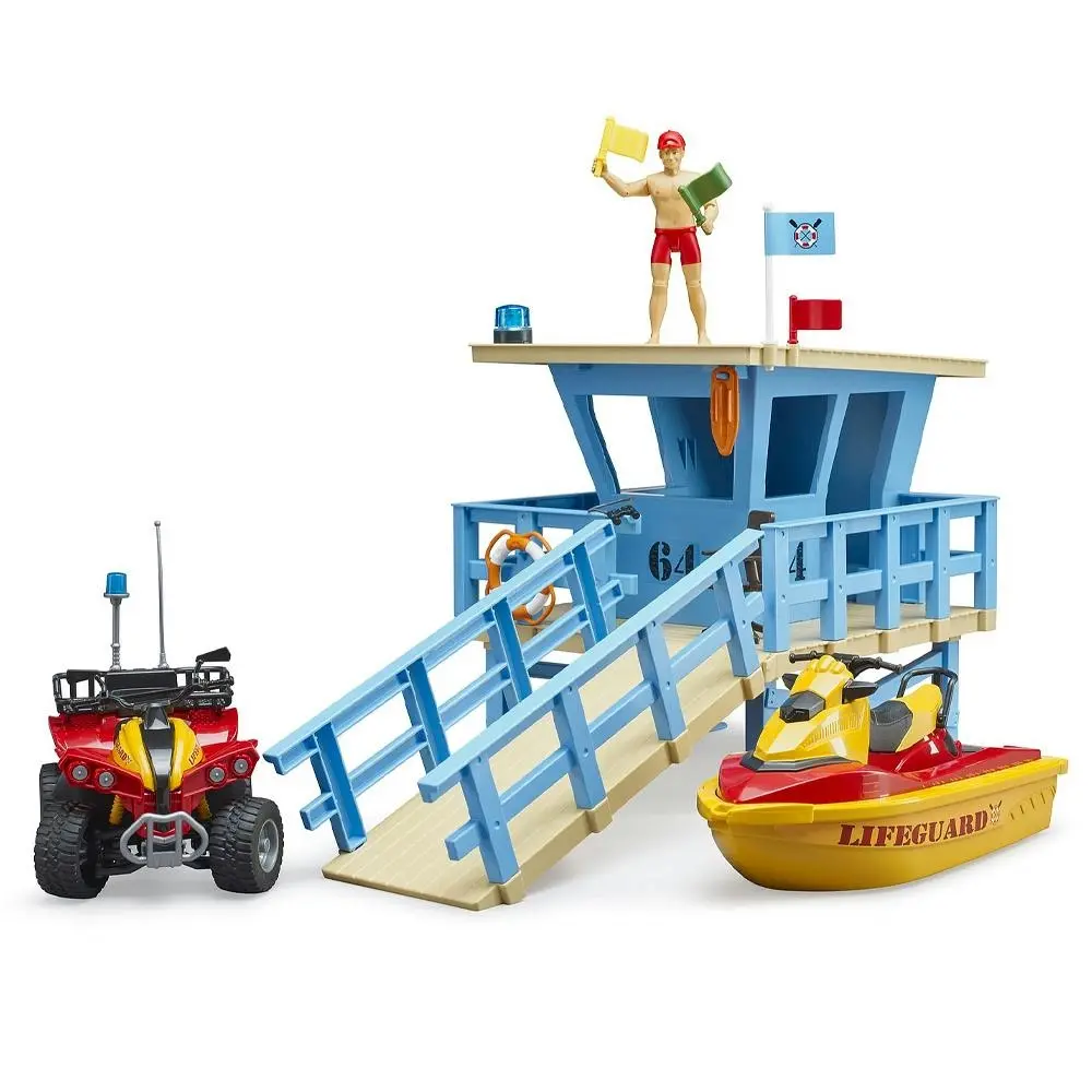Bruder Bworld Life Guard Station w/ Quad and Personal Water Craft Kids Play Toy - Toys & Games