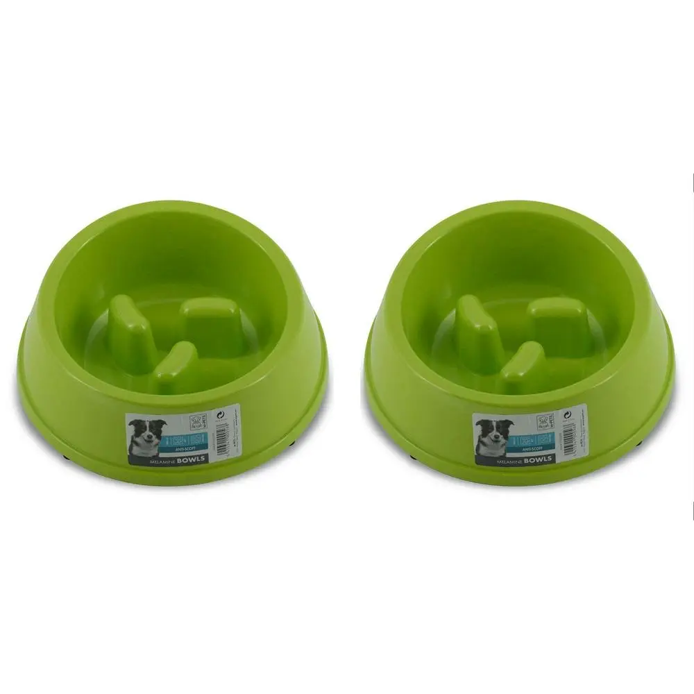 2x M-Pets 900ml Melamine Bowl High Back Slow Down Cat/Kitten Pet Feeder Dish