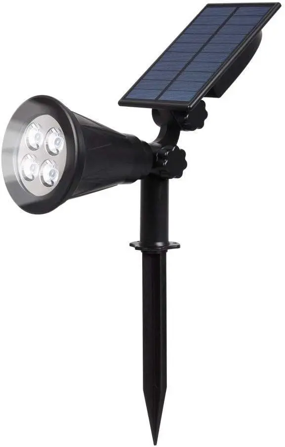 Outdoor Solar Lights 4 LED Garden 2-in-1 Spotlights Auto On/Off 180° Adjustable White Light 6000K