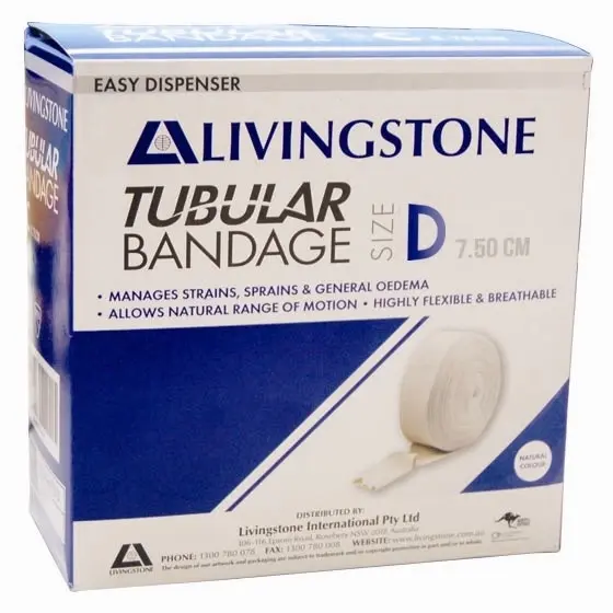 Livingstone Tubular Stockinette Bandage Size D or 4 Flat Width 7.5cm to 16cm Stretched Width 10m Unstretched - Health