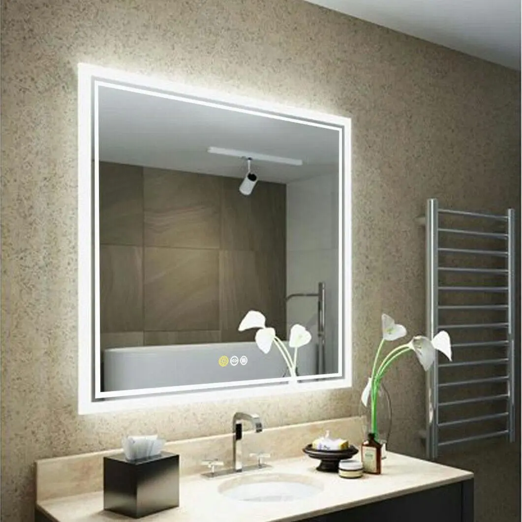 Fin Smart High Luminance Led Bathroom Mirror Anti-Fog Makeup Adjustable 3Color Light