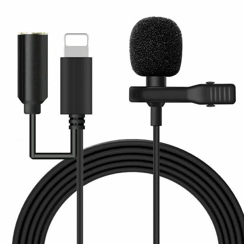 Lapel Lavalier Mic For iPhone 14 13 12 XS XR X 11 Pro 8 7 For YouTube Video Recording Microphone - Electronics
