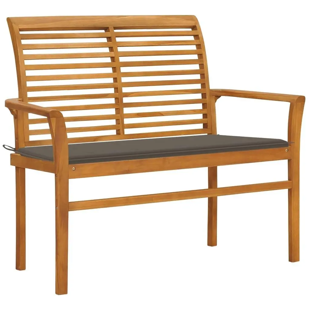 Garden Bench with Taupe Cushion 112 cm Solid Teak Wood 3062657 - Furniture
