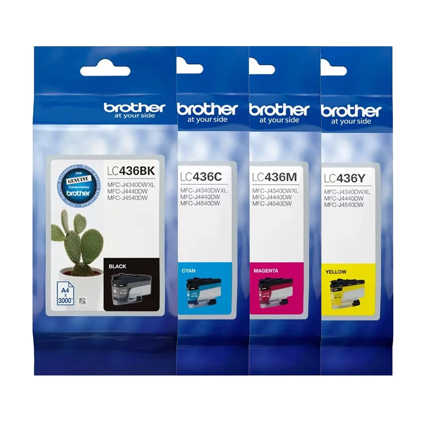 Brother LC436 Black Cyan Magenta Yellow 4 Ink Cartridge Toner Value Pack - Electronics