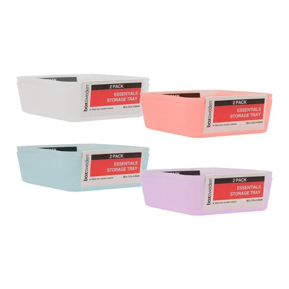 4x 2PK Boxsweden Essentials Storage Tray 18cm Home Kitchen Display Storage Asst - Home & Garden