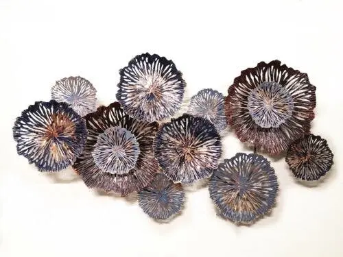 Large Metal Wall Art Hanging Sculpture with Captivating Circles Design - Home & Garden