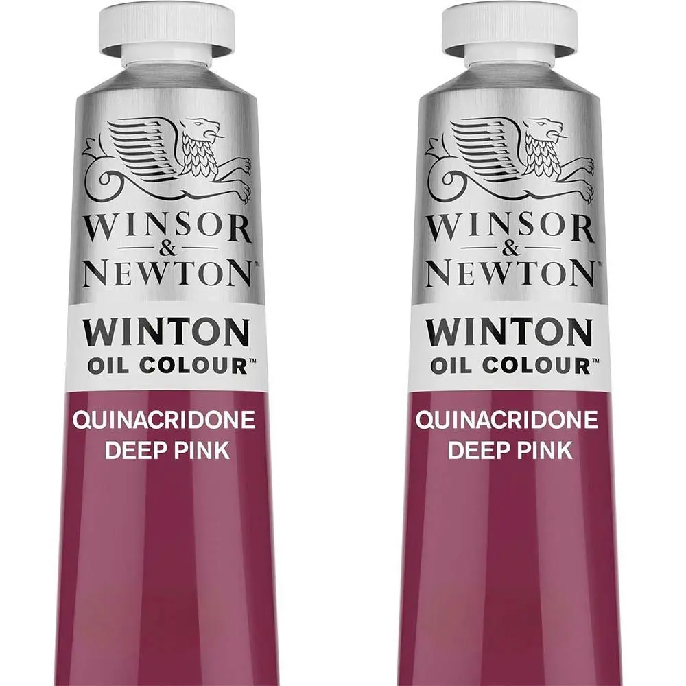 2x Winsor & Newton 200ml Winton Oil Colour Paint Artist/Craft Quin Deep Pink - Hobbies