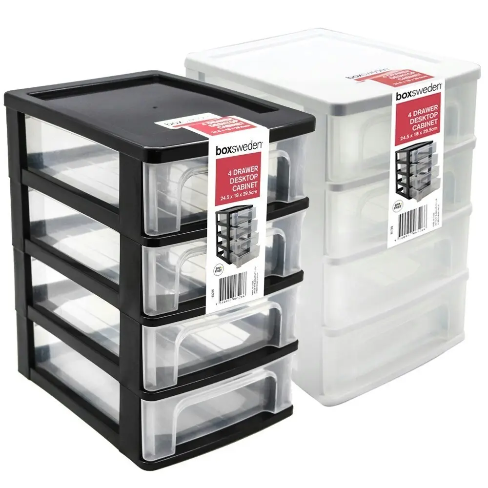 2x Boxsweden 4-Layer Drawer Desktop Cabinet Small 24.5x29.5cm Desk Storage Asst