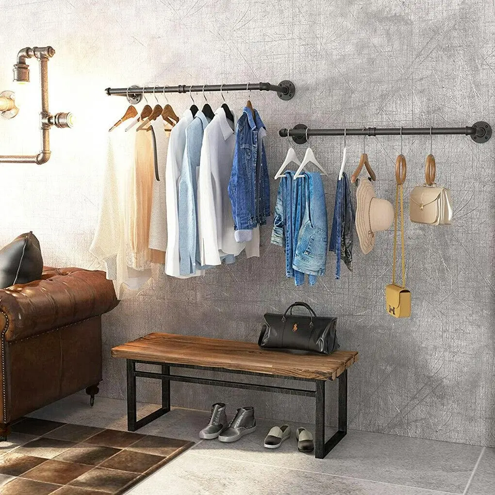 2X Super Strong Bearing Metal Pipe Clothes Rack Clothes Hanger Pole Garment Bar - Home & Garden