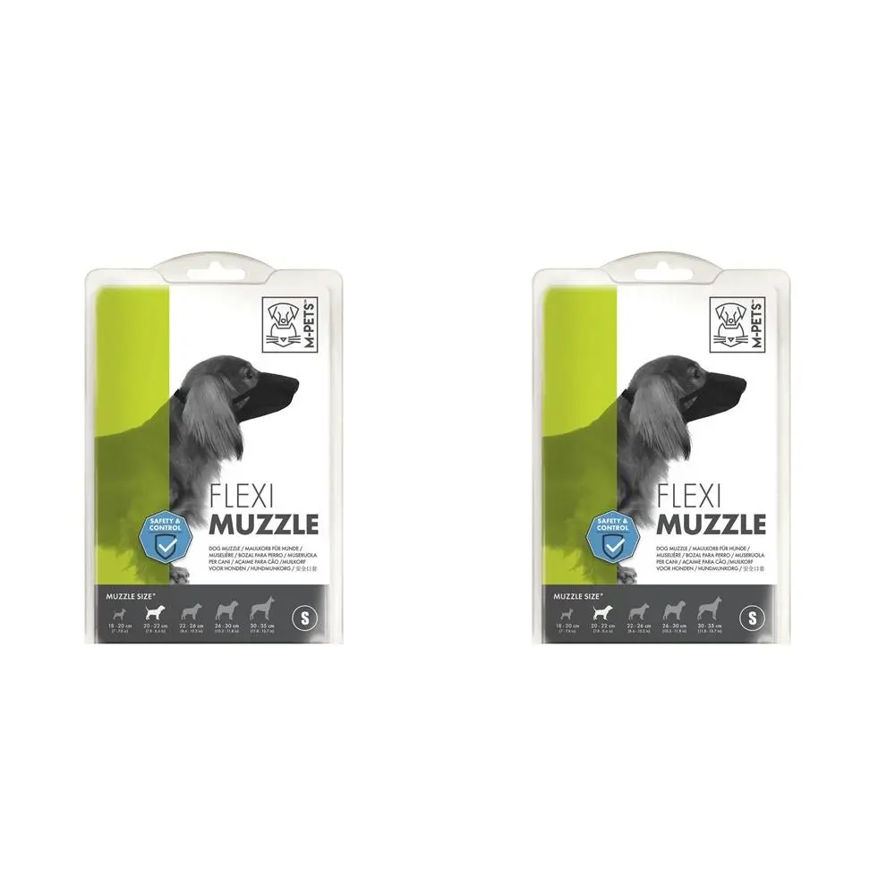 2x M-Pets 22cm Flexi Muzzle Dog/Puppy Pet Biting/Barking w/ Adjustable Strap Sml