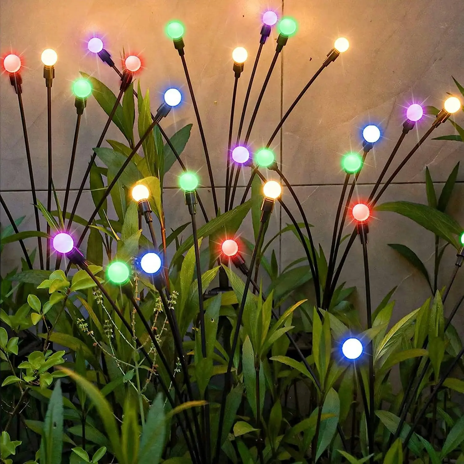 Solar Firefly Lights Outdoor, Waterproof Starburst Swaying Garden, Decorative Lights Yard Patio Pathway Decoration Color Light - Home & Garden