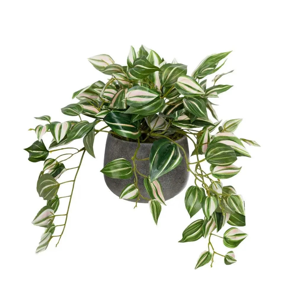 Glamorous Fusion Wandering Jew 32cm Artificial Faux Plant Decorative In Pot Green - Home & Garden