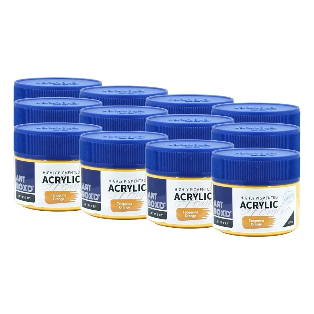 12x Art Boxd 100ml Premium Acrylic Artists Art/Craft Paint High Pigmented Orange - Hobbies